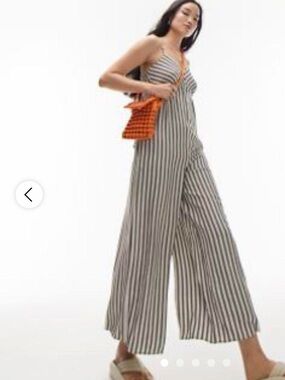 Striped Wide-Leg Jumpsuit in navy and cream